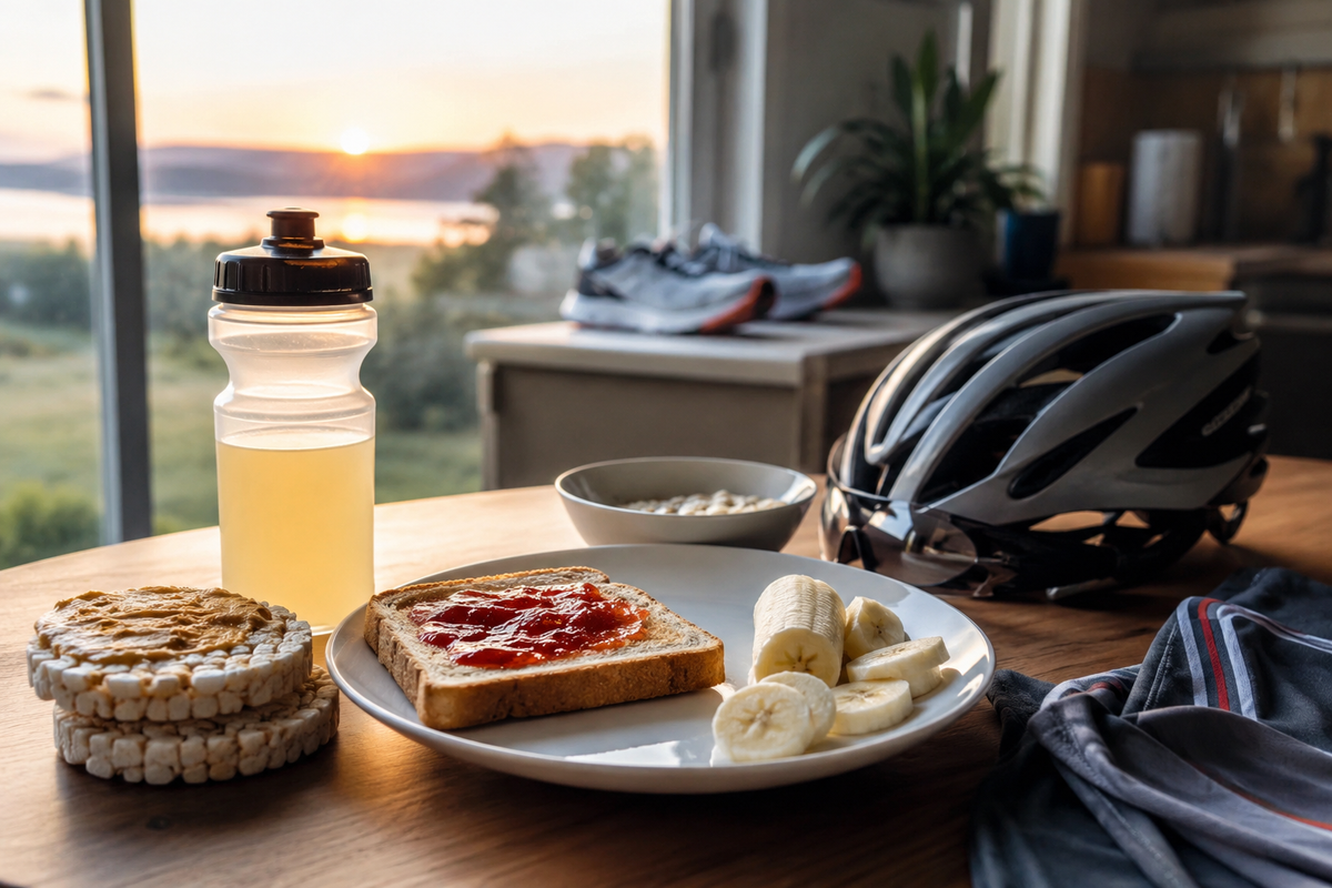 Simple race-morning breakfast setup for endurance athletes before an early start