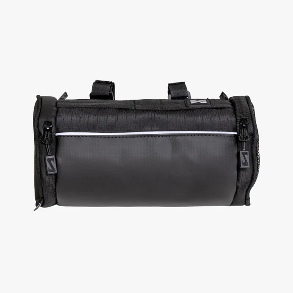 Scicon cycling handlebar bag attached to a bike handlebar, featuring a compact design and easy-access storage for cycling essentials.